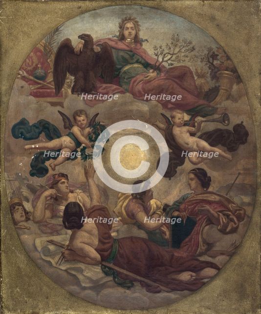 Esquisse pour le plafond du ministère des Finances : L'Empire couronnant les arts  (Commande... Creator: Victor-François-Eloi Biennourry.