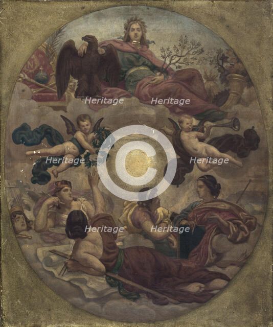 Esquisse pour le plafond du ministère des Finances : L'Empire couronnant les arts  (Commande... Creator: Victor-François-Eloi Biennourry.