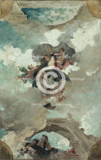 Esquisse pour le plafond du foyer de la Comédie française : Diane reine de la nuit, early 1887. Creator: Guillaume Dubufe.