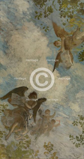 Esquisse pour le plafond de la bibliothèque de l'Hôtel de Ville de Paris : Génie des..., c.1897-1898 Creator: Henry Lerolle.