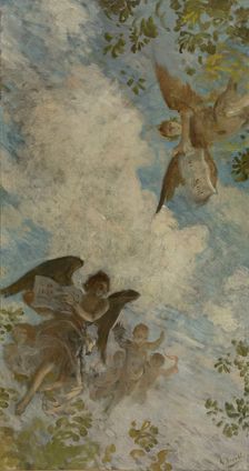 Esquisse pour le plafond de la bibliothèque de l'Hôtel de Ville de Paris : Génie des..., c.1897-1898 Creator: Henry Lerolle