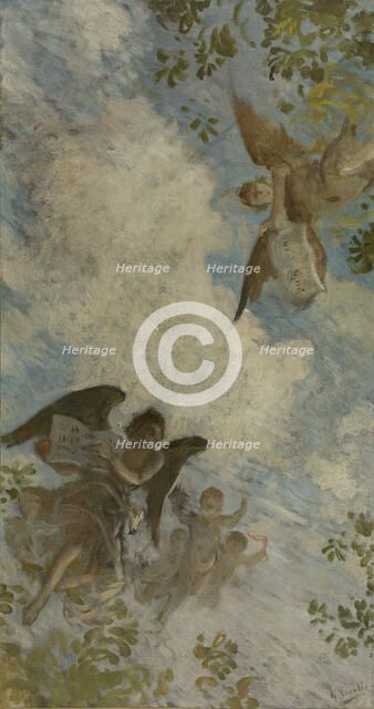 Esquisse pour le plafond de la bibliothèque de l'Hôtel de Ville de Paris : Génie des..., c.1897-1898 Creator: Henry Lerolle.