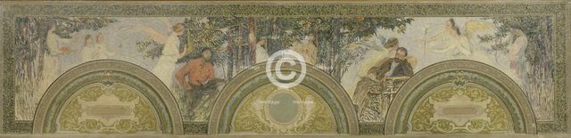 Esquisse pour le salon d'entrée sud de l'Hôtel de Ville : La Peinture - La Littérature, 1892. Creators: Henri Jean Guillaume Martin, Louis Felix Bigaux.