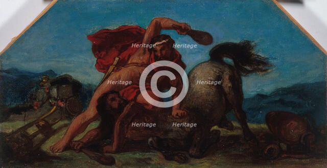 Esquisse pour le salon de la Paix à l'Hôtel de Ville de Paris : Hercule tuant le..., c1849 - 1852. Creator: Eugene Delacroix.