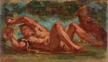 Esquisse pour le Salon de la Paix de l'Hôtel de Ville : Bacchus couché sous une treille, c.1852-1854 Creator: Pierre Andrieu