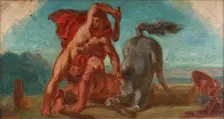 Esquisse pour le salon de la Paix de l'Hôtel de Ville de Paris : Hercule tuant le..., c.1852-1854. Creator: Pierre Andrieu