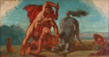 Esquisse pour le salon de la Paix de l'Hôtel de Ville de Paris : Hercule tuant le..., c.1852-1854. Creator: Pierre Andrieu