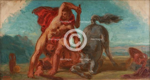 Esquisse pour le salon de la Paix de l'Hôtel de Ville de Paris : Hercule tuant le..., c.1852-1854. Creator: Pierre Andrieu.