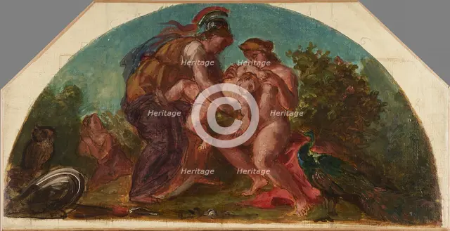 Esquisse pour le salon de la Paix de l'Hôtel de Ville de Paris : Hercule recueilli..., c.1852-1854. Creator: Pierre Andrieu.