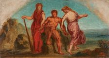 Esquisse pour le salon de la Paix de l'Hôtel de Ville de Paris : Hercule entre..., c.1852-1854. Creator: Pierre Andrieu