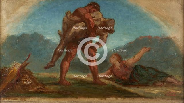 Esquisse pour le salon de la Paix de l'Hôtel de Ville de Paris : Hercule étouffant..., c.1852-1854. Creator: Pierre Andrieu.