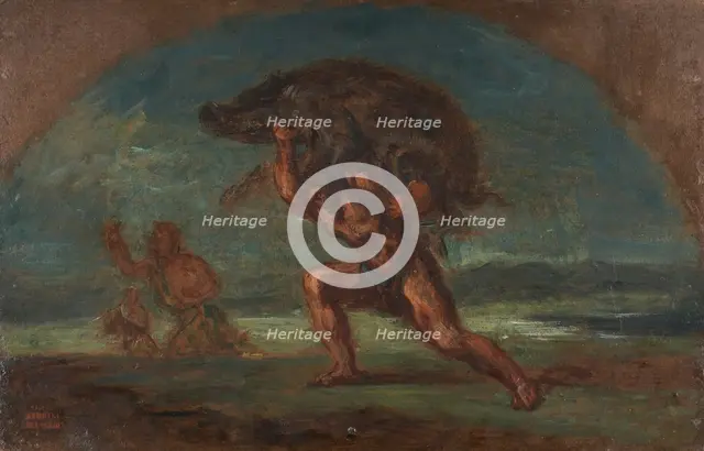 Esquisse pour le Salon de la Paix de l'Hotel de Ville de Paris : Hercule et le..., c.1852-1854. Creator: Pierre Andrieu.