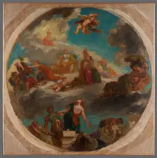 Esquisse pour le Salon de la Paix de l'Hôtel de Ville de Paris : La paix vient..., c.1852-1854. Creator: Pierre Andrieu
