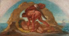 Esquisse pour le salon de la Paix de l'Hôtel de Ville : Hercule enchaine Nérée, dieu..., c.1852-1854 Creator: Pierre Andrieu