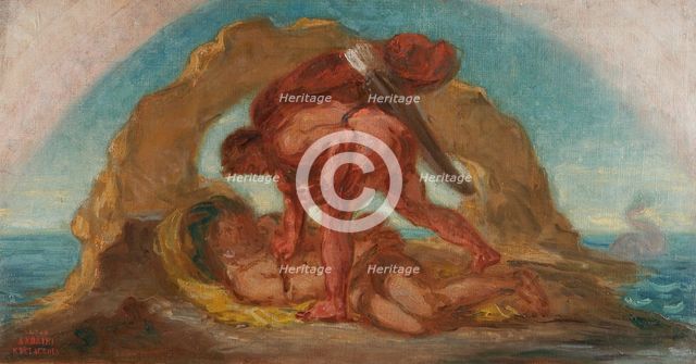 Esquisse pour le salon de la Paix de l'Hôtel de Ville : Hercule enchaine Nérée, dieu..., c.1852-1854 Creator: Pierre Andrieu.