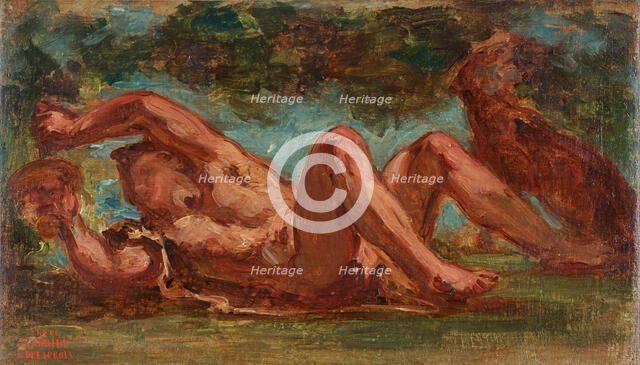 Esquisse pour le Salon de la Paix de l'Hôtel de Ville : Bacchus couché sous une treille, c.1852-1854 Creator: Pierre Andrieu.