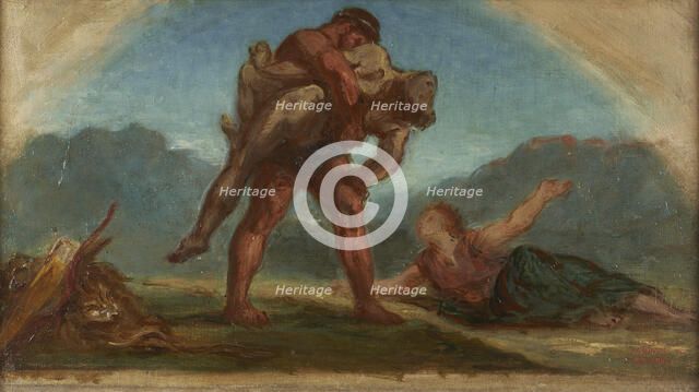 Esquisse pour le salon de la Paix de l'Hôtel de Ville de Paris : Hercule étouffant..., c.1852-1854. Creator: Pierre Andrieu.