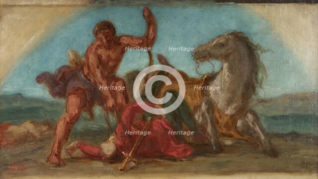 Esquisse pour le salon de la Paix de l'Hôtel de Ville de Paris : Hercule vainqueur..., c.1852-1854. Creator: Pierre Andrieu.