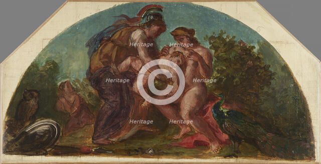 Esquisse pour le salon de la Paix de l'Hôtel de Ville de Paris : Hercule recueilli..., c.1852-1854. Creator: Pierre Andrieu.