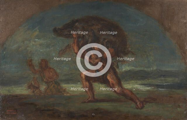 Esquisse pour le Salon de la Paix de l'Hotel de Ville de Paris : Hercule et le..., c.1852-1854. Creator: Pierre Andrieu.