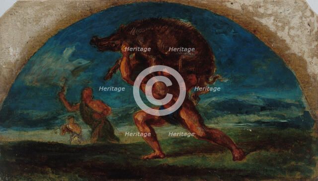 Esquisse pour le salon de la Paix de l'Hôtel de Ville de Paris : Hercule et le..., c.1852-1854. Creator: Pierre Andrieu.