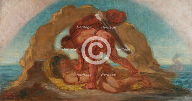 Esquisse pour le salon de la Paix de l'Hôtel de Ville : Hercule enchaine Nérée, dieu..., c.1852-1854 Creator: Pierre Andrieu.