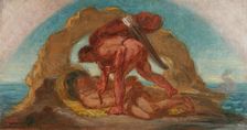 Esquisse pour le salon de la Paix de l'Hôtel de Ville : Hercule enchaine Nérée, dieu..., c.1852-1854 Creator: Pierre Andrieu