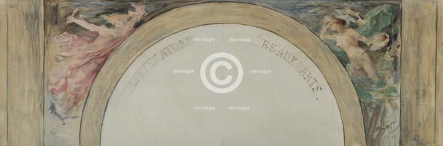 Esquisse pour le salon d'entrée de l'Hôtel de Ville de Paris : La Littérature et les Beaux..., 1892. Creator: Paul Louis Delance.