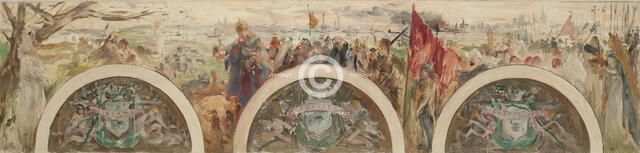 Esquisse pour le salon d'entrée de l'Hôtel de Ville : Paris et les Hautes Epoques..., 1892. Creator: Paul Louis Delance.