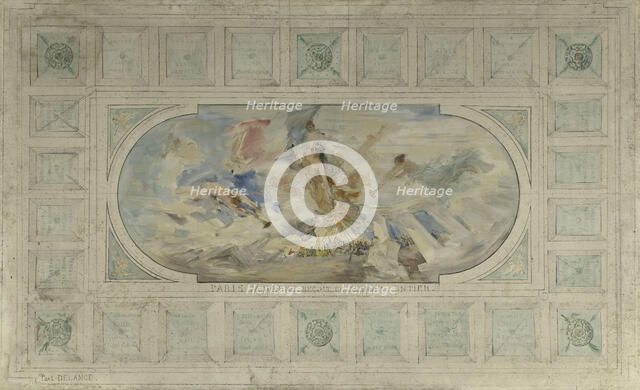 Esquisse pour le salon d'entrée de l'Hôtel de Ville : Paris moderne reçoit le monde entier, 1892. Creator: Paul Louis Delance.