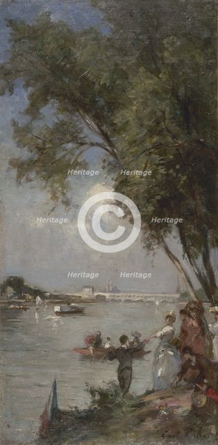 Esquisse pour le salon des Arts de l'Hôtel de Ville de Paris : La Seine au Bas-Meudon, c.1889. Creator: Gustave Colin.