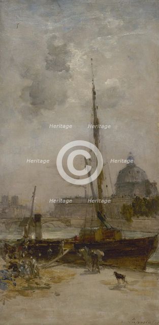Esquisse pour le salon des Arts de l'Hôtel de Ville de Paris : Le port Saint-Nicolas, c.1889. Creator: Charles Lapostolet.