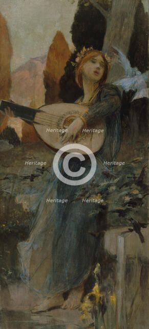 Esquisse pour le salon des Arts de l'Hôtel de Ville de Paris : La Musique, 1903. Creator: Francois Flameng.