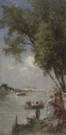 Esquisse pour le salon des Arts de l'Hôtel de Ville de Paris : La Seine au Bas-Meudon, c.1889. Creator: Gustave Colin