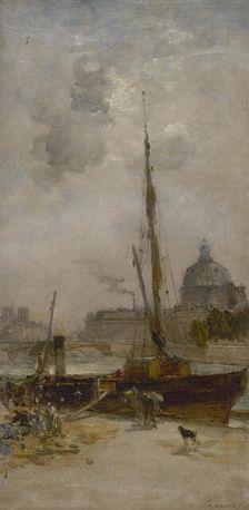 Esquisse pour le salon des Arts de l'Hôtel de Ville de Paris : Le port Saint-Nicolas, c.1889. Creator: Charles Lapostolet
