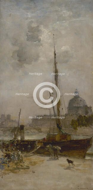 Esquisse pour le salon des Arts de l'Hôtel de Ville de Paris : Le port Saint-Nicolas, c.1889. Creator: Charles Lapostolet.