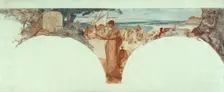 Esquisse pour le salon des Lettres de l'Hôtel de Ville de Paris : Histoire de l'écriture..., c.1889. Creator: Fernand Cormon
