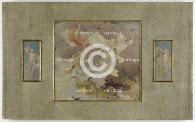 Esquisse pour le salon des Lettres de l'Hôtel de Ville de Paris : L'Inspiration..., c.1891-1896. Creator: Jules-Joseph Lefebvre.