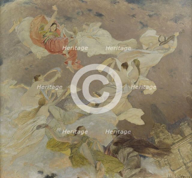 Esquisse pour le salon des Lettres de l'Hôtel de ville de Paris : Les muses..., c.1891-1896. Creator: Jules-Joseph Lefebvre.