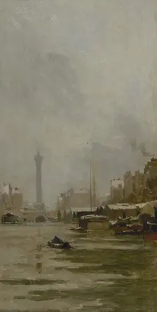 Esquisse pour le salon des Sciences de l'Hôtel de Ville : Le bassin de l'Arsenal, c.1888 - 1890. Creator: Pierre Vauthier