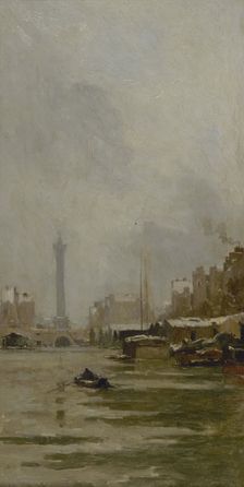 Esquisse pour le salon des Sciences de l'Hôtel de Ville : Le bassin de l'Arsenal, c.1888 - 1890. Creator: Pierre Vauthier