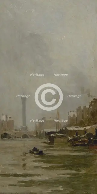 Esquisse pour le salon des Sciences de l'Hôtel de Ville : Le bassin de l'Arsenal, c.1888 - 1890. Creator: Pierre Vauthier.