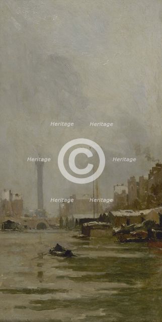 Esquisse pour le salon des Sciences de l'Hôtel de Ville : Le bassin de l'Arsenal, c.1888 - 1890. Creator: Pierre Vauthier.