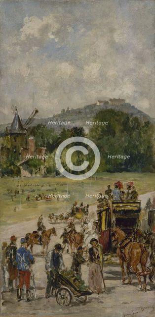 Esquisse pour le salon des Sciences de l'Hôtel de Ville : Le champ de courses de Longchamp, c.1889. Creator: John-Lewis Brown.
