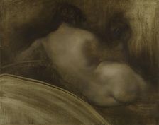 Esquisse pour le salon des Sciences de l'Hôtel de Ville de Paris : femme nue de dos..., c.1889-1891. Creator: Eugene Carriere