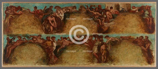 Esquisse pour le salon du Roi du Palais Bourbon - L'Agriculture. La Guerre, begins 1849 ends 1854. Creator: Pierre Andrieu.