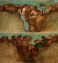 Esquisse pour le salon du Roi du Palais Bourbon - La Justice. L'Industrie, begins 1849 ends 1854. Creator: Pierre Andrieu