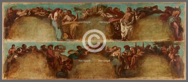 Esquisse pour le salon du Roi du Palais Bourbon - La Justice. L'Industrie, begins 1849 ends 1854. Creator: Pierre Andrieu.