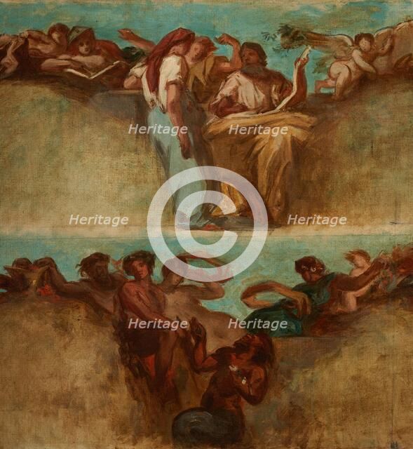 Esquisse pour le salon du Roi du Palais Bourbon - La Justice. L'Industrie, begins 1849 ends 1854. Creator: Pierre Andrieu.