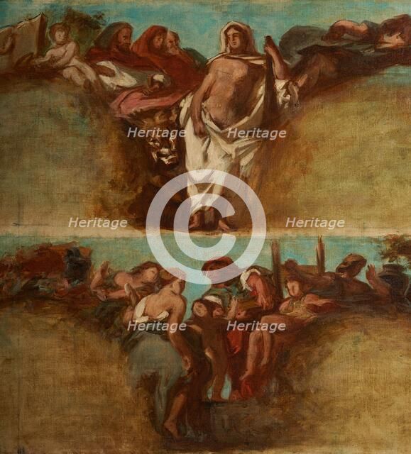 Esquisse pour le salon du Roi du Palais Bourbon - La Justice. L'Industrie, begins 1849 ends 1854. Creator: Pierre Andrieu.